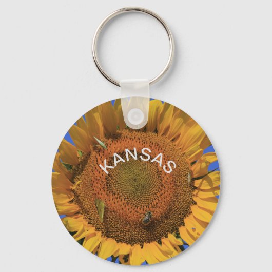 Kansas kleurrijke zonnebloem sleutelhanger (Voorkant)