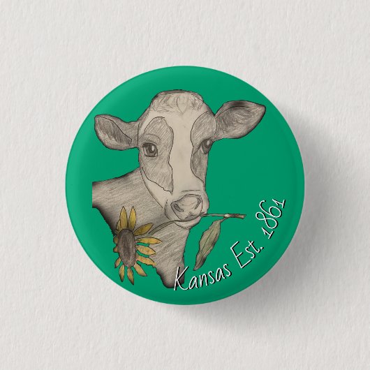Kansas-koe-knop Ronde Button 3,2 Cm (Voorkant)