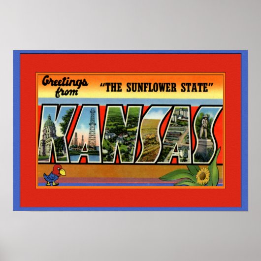Kansas Large Letter Greeting Poster (Voorkant)