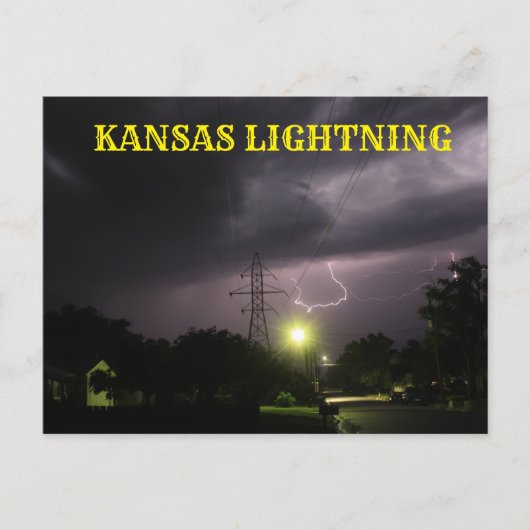Kansas Lightning over Hutchinson Kansas Post Kaart (Voorkant)