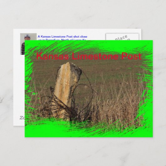 Kansas Limestone Post heeft een KAART van POST nee (Voorkant / Achterkant)