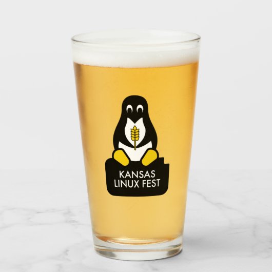 Kansas Linux Fest Beer Glass Glas (Voorkant gevuld)