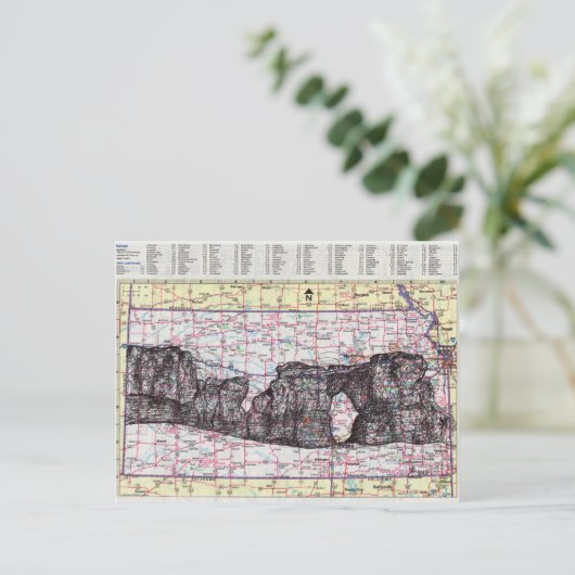 Kansas Map Art Briefkaart (Staand voorkant)
