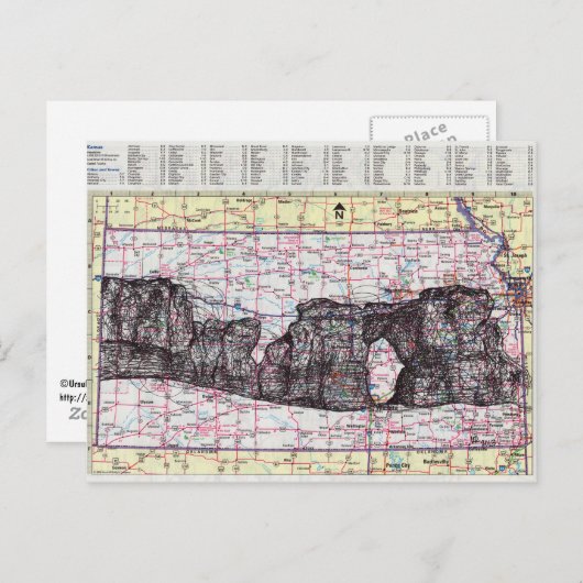 Kansas Map Art Briefkaart (Voorkant / Achterkant)