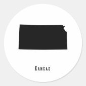 Kansas Map - Black and White Modern Kansas Map Ronde Sticker (Voorkant)