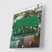 Kansas Map en Foto's Vierkante Klok (Hoek)