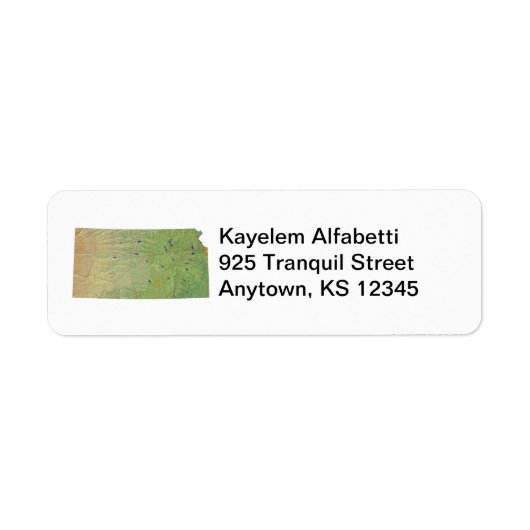 Kansas Map Return-adreslabel Etiket (Voorkant)
