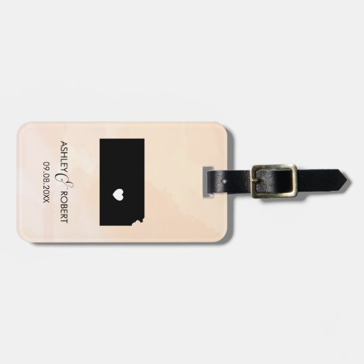 Kansas Map Wedding Bagagelabel, Couple's Name Bagagelabel (Voorkant horizontaal)