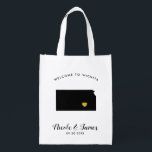 Kansas Map Wedding Welcome Bag, Black & Gold Tas Boodschappentas<br><div class="desc">Vul deze welkomsttas met favoriete godies voor je gasten als ze in Kansas aankomen!</div>