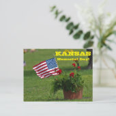 Kansas Memorial Day met Amerikaanse vlag en bloeme Briefkaart (Staand voorkant)