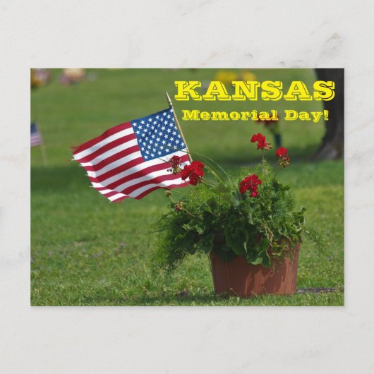 Kansas Memorial Day met Amerikaanse vlag en bloeme Briefkaart (Voorkant)