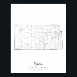 Kansas Minimal Street Map Poster<br><div class="desc">Kansas Minimal Street Map</div>