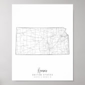 Kansas Minimal Street Map Poster (Voorkant)