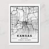 Kansas Missouri USA Travel City Map Briefkaart (Voorkant)