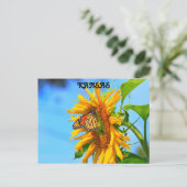 Kansas Monarch Butterfly op een zonnebloem Briefkaart (Staand voorkant)