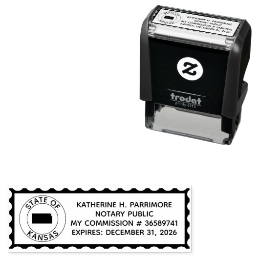 Kansas notaris openbare zelf Inking Rubber Stamp Zelfinktende Stempel (In situ)