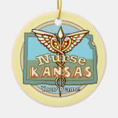 Kansas Nurse Caduceus Keramisch Ornament (Voorkant)