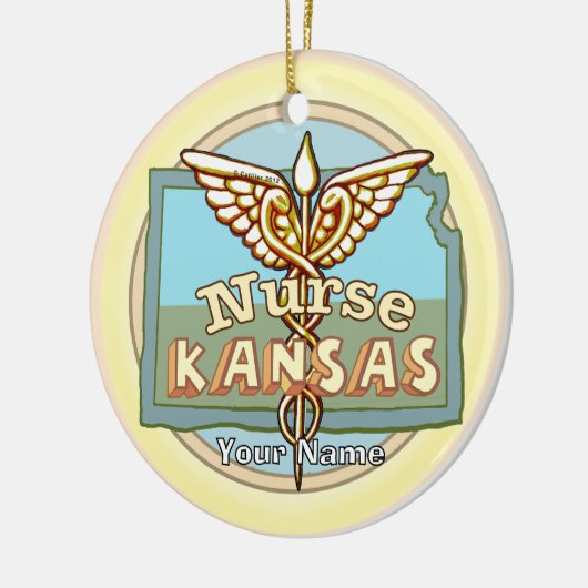 Kansas Nurse Caduceus Keramisch Ornament (Links)