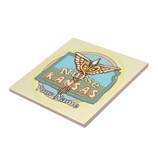 Kansas Nurse Caduceus Tile Tegeltje (Zijkant)