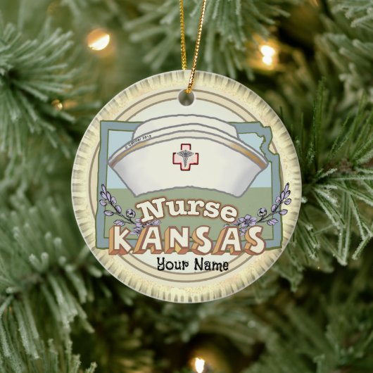 Kansas Nurse Keramisch Ornament (Boom)