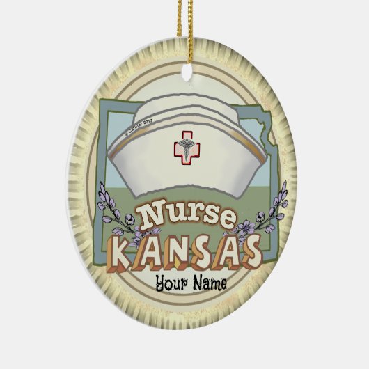 Kansas Nurse Keramisch Ornament (Rechts)
