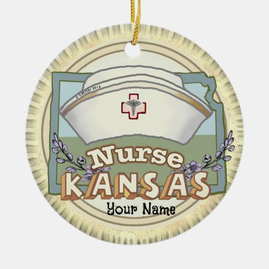 Kansas Nurse Keramisch Ornament (Voorkant)