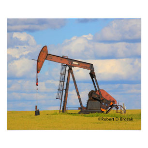 Kansas Oil Pump with Sky Photo Enlargement Foto Afdruk