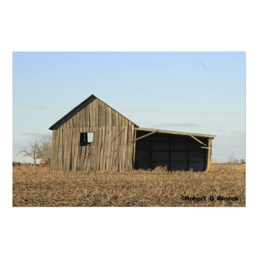 Kansas Old Wooden Barn Fotouitbreiding Foto Afdruk (Voorkant)