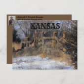 Kansas Old Wooden Fence Post Kaart (Voorkant / Achterkant)