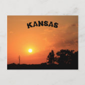 Kansas Oranje Sunset met Power Line Post Kaart (Voorkant)