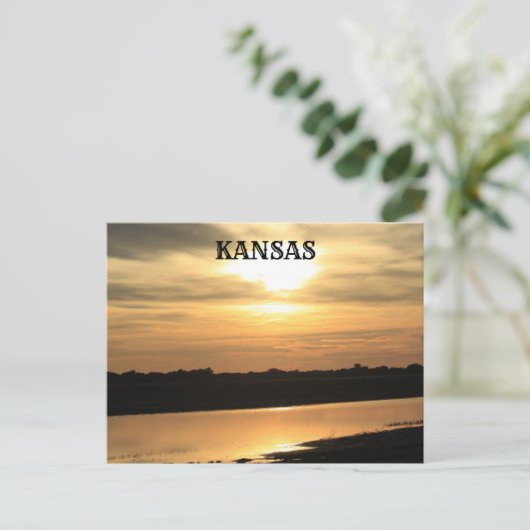 Kansas Oranje Sunset w Reflection Post Kaart (Staand voorkant)