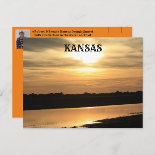 Kansas Oranje Sunset w Reflection Post Kaart (Voorkant / Achterkant)
