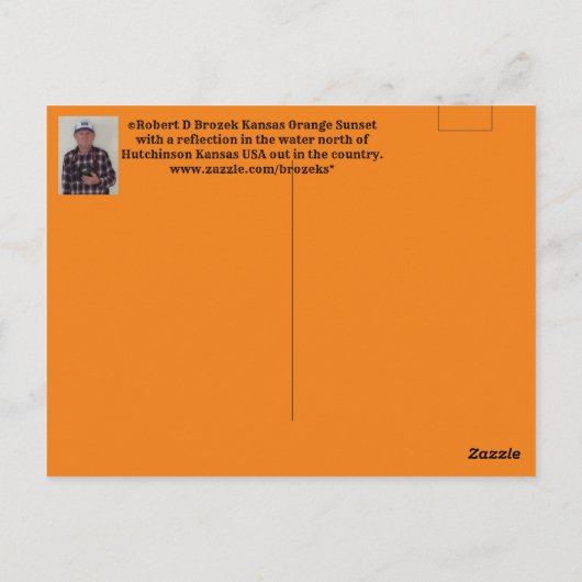 Kansas Oranje Sunset w Reflection Post Kaart (Achterkant)