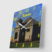 Kansas Oude Schoolmuur Vierkante Klok (Hoek)
