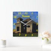 Kansas Oude Schoolmuur Vierkante Klok (Huis)