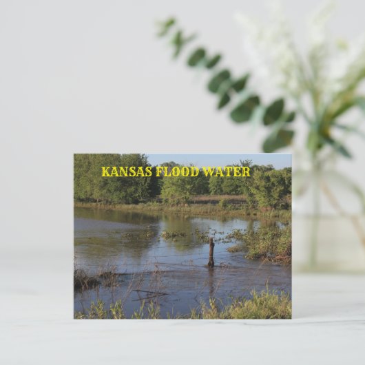Kansas overstroming water in een boerderij veld.Po Briefkaart (Staand voorkant)