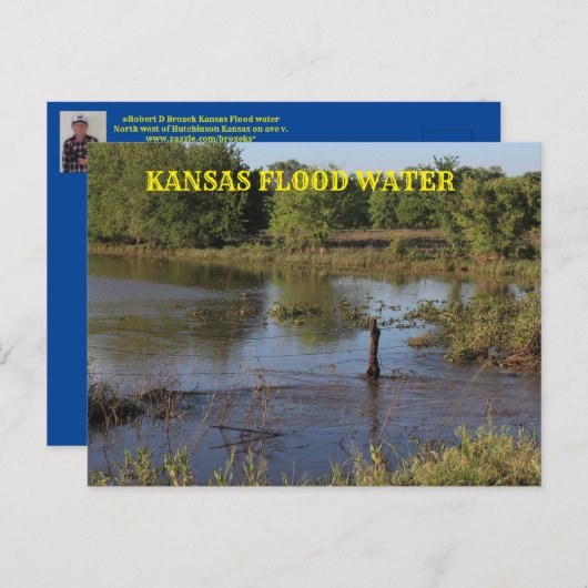 Kansas overstroming water in een boerderij veld.Po Briefkaart (Voorkant / Achterkant)