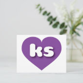 Kansas paars hart - Ik hou van Briefkaart (Staand voorkant)