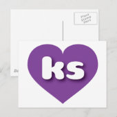 Kansas paars hart - Ik hou van Briefkaart (Voorkant / Achterkant)