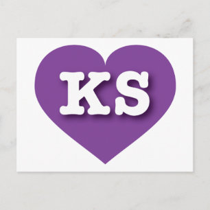 Kansas Paars Heart - Ik hou van KS Briefkaart
