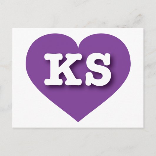 Kansas Paars Heart - Ik hou van KS Briefkaart (Voorkant)