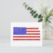 Kansas Patriotic State Shaped American Flag Briefkaart (Staand voorkant)