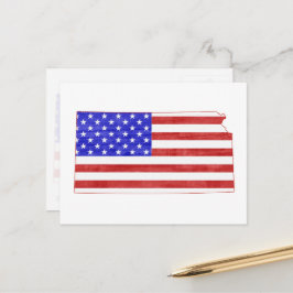 Kansas Patriotic State Shaped American Flag Briefkaart