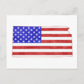 Kansas Patriotic State Shaped American Flag Briefkaart (Voorkant)