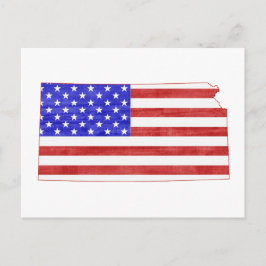 Kansas Patriotic State Shaped American Flag Briefkaart