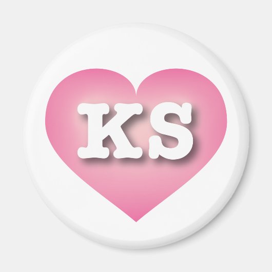 Kansas Pink Fade Heart - Ik hou van KS Magneet (Voorkant)