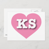 Kansas Pink Heart - Ik hou van KS Briefkaart (Voorkant / Achterkant)