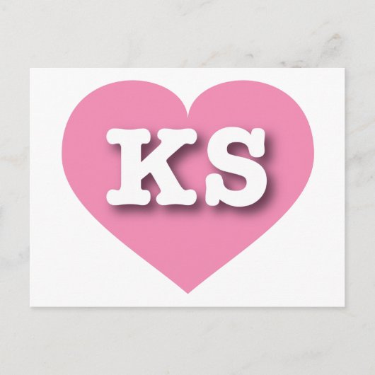 Kansas Pink Heart - Ik hou van KS Briefkaart (Voorkant)