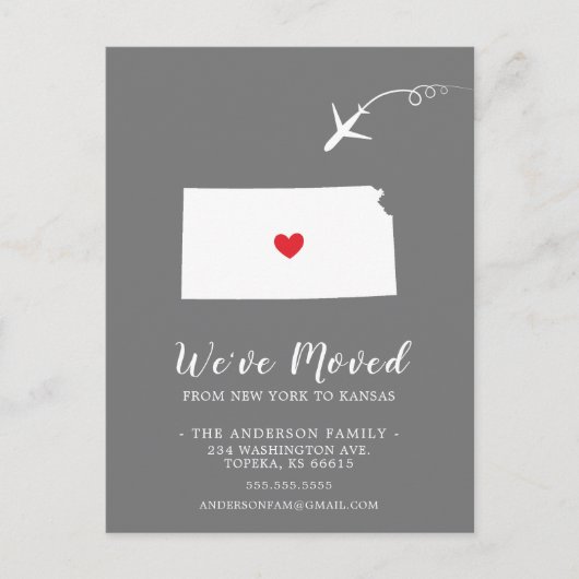 KANSAS-postkaart (Verplaatsende Aankondiging) Briefkaart (Voorkant)