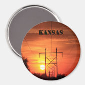 Kansas Power line Sunset Cup Magnet (Voorkant / Achterkant)